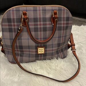 Dooney & Bourke Plaid Satchel - Brown and Gray